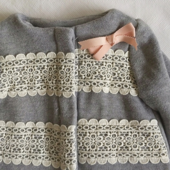 tahari baby gray bell sleeve peacoat with lace detail 3-6 months baby girl - Picture 2 of 7